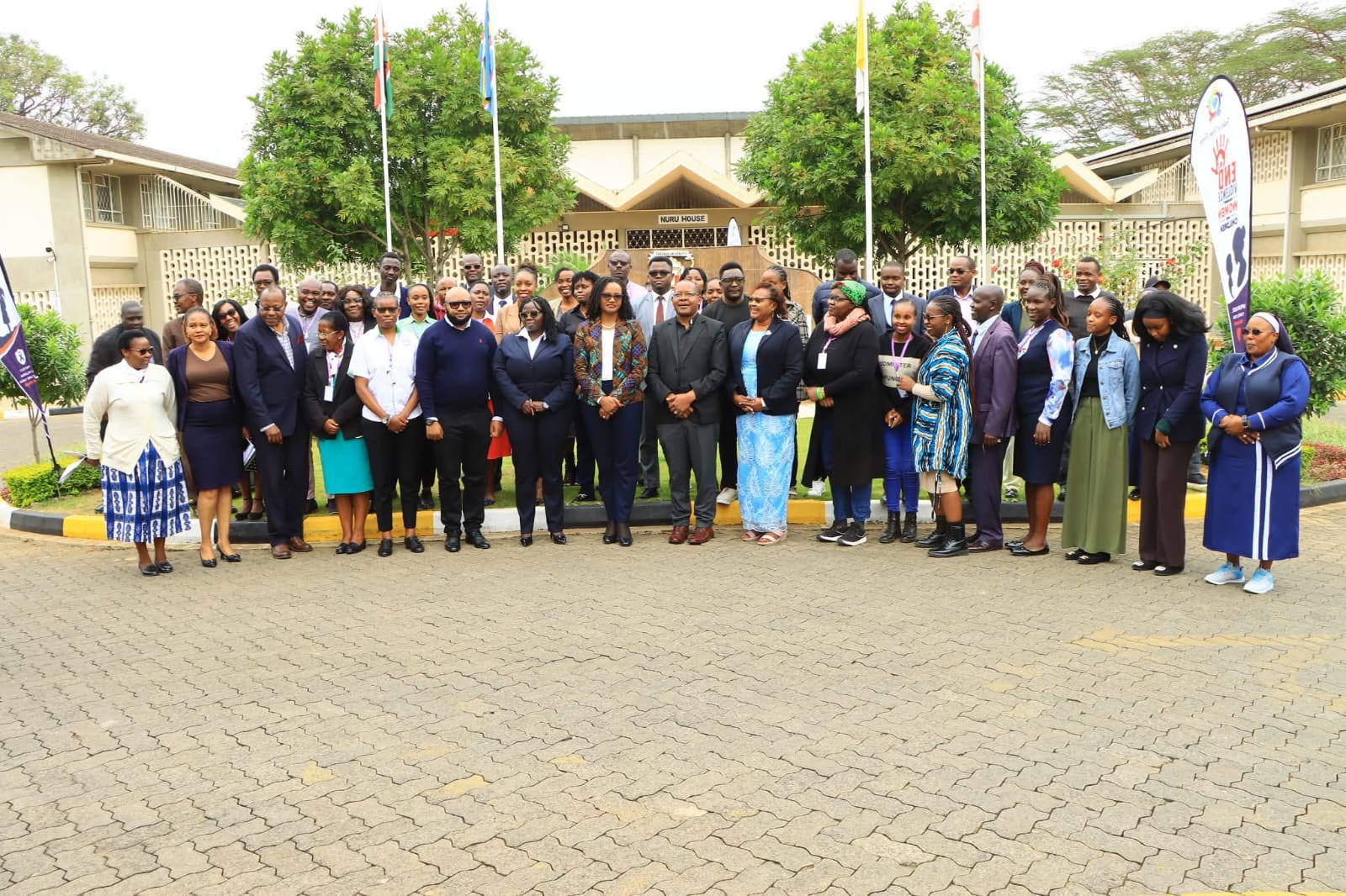 Delegates of the 4th International Conference on Human Trafficking gathered outside Nuru House at Tangaza University